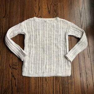 Ann Taylor LOFT Women’s S Beige Open-Stitch Chunky Knit Long-Sleeve Sweater EUC!